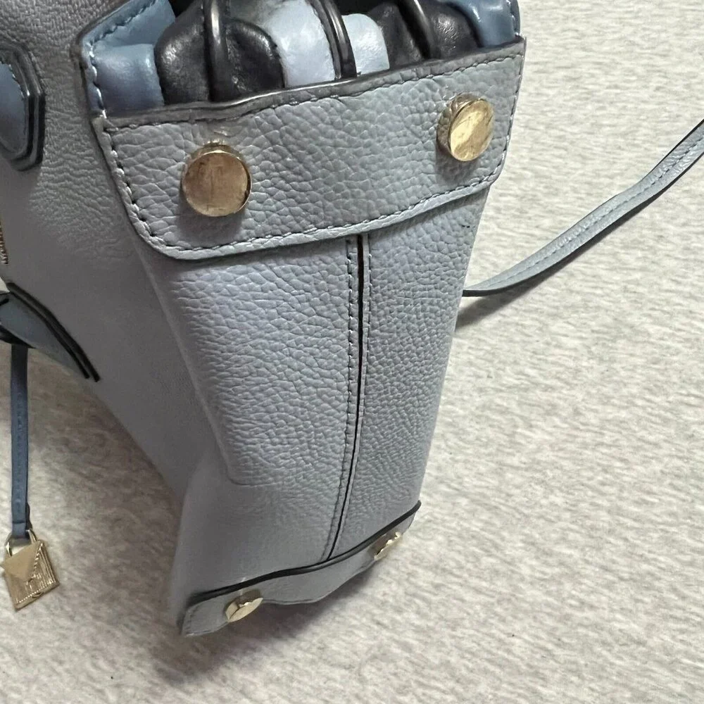 Michael Kors Mercer Satchel Bag‎ Top Handle Crossbody Pastel Blue Leather Charm